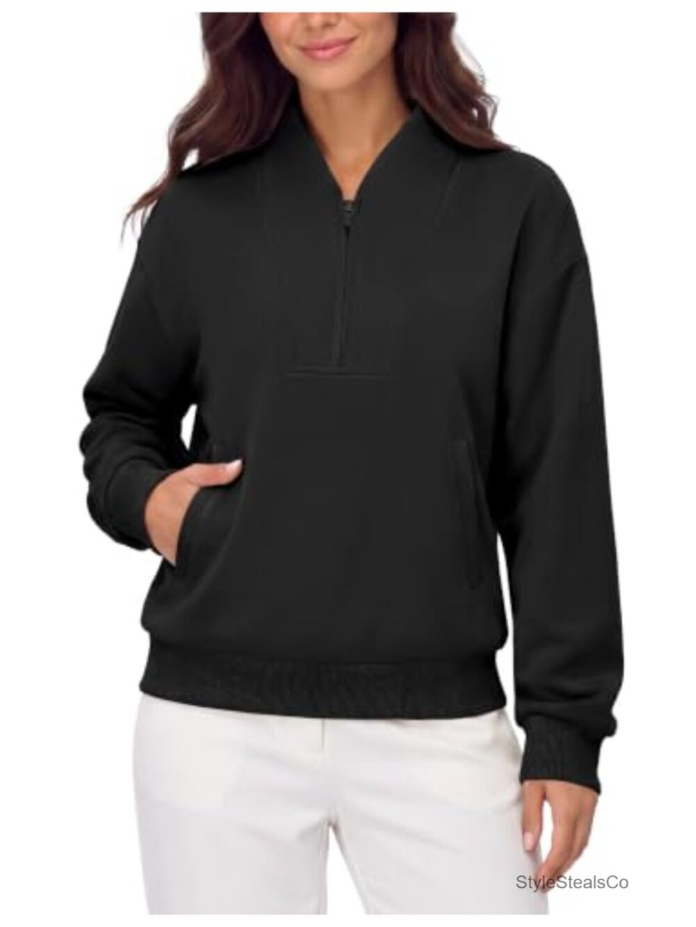 Women's Half Zip Oversized Fleece Sweatshirt Pullover Workout